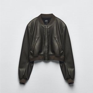 Viral zara leather bomber jacket large NWT